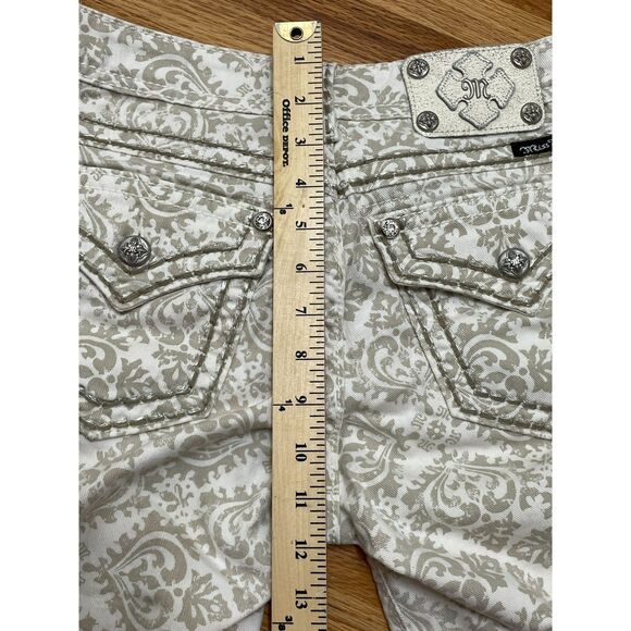 Miss Me Women's 28 White Short Cotton Bermuda Paisley Stretch Streetwear Casual - Picture 9 of 11